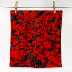 Red Grey Abstract Grunge Pattern Face Towel by SpinnyChairDesigns