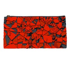 Red Grey Abstract Grunge Pattern Pencil Case by SpinnyChairDesigns