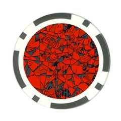 Red Grey Abstract Grunge Pattern Poker Chip Card Guard (10 Pack) by SpinnyChairDesigns