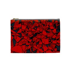 Red Grey Abstract Grunge Pattern Cosmetic Bag (medium) by SpinnyChairDesigns