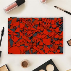 Red Grey Abstract Grunge Pattern Cosmetic Bag (large) by SpinnyChairDesigns