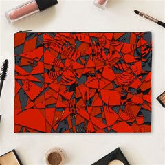 Red Grey Abstract Grunge Pattern Cosmetic Bag (xl) by SpinnyChairDesigns