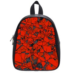 Red Grey Abstract Grunge Pattern School Bag (small) by SpinnyChairDesigns