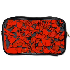 Red Grey Abstract Grunge Pattern Toiletries Bag (two Sides) by SpinnyChairDesigns