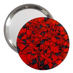 Red Grey Abstract Grunge Pattern 3  Handbag Mirrors by SpinnyChairDesigns