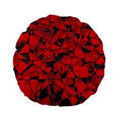 Red Grey Abstract Grunge Pattern Standard 15  Premium Round Cushions by SpinnyChairDesigns