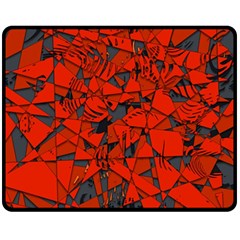 Red Grey Abstract Grunge Pattern Double Sided Fleece Blanket (medium)  by SpinnyChairDesigns