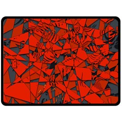 Red Grey Abstract Grunge Pattern Double Sided Fleece Blanket (large)  by SpinnyChairDesigns