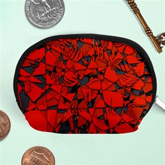 Red Grey Abstract Grunge Pattern Accessory Pouch (medium) by SpinnyChairDesigns