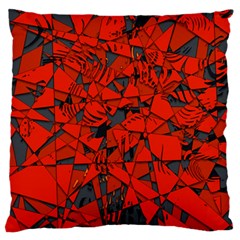 Red Grey Abstract Grunge Pattern Large Flano Cushion Case (one Side) by SpinnyChairDesigns