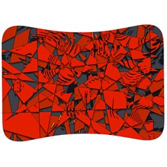 Red Grey Abstract Grunge Pattern Velour Seat Head Rest Cushion by SpinnyChairDesigns