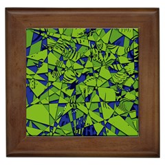 Green Blue Abstract Grunge Pattern Framed Tile by SpinnyChairDesigns