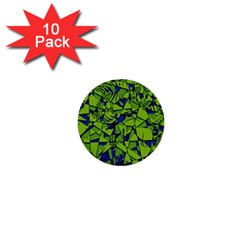 Green Blue Abstract Grunge Pattern 1  Mini Buttons (10 Pack)  by SpinnyChairDesigns