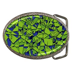 Green Blue Abstract Grunge Pattern Belt Buckles by SpinnyChairDesigns