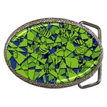 Green Blue Abstract Grunge Pattern Belt Buckles Front