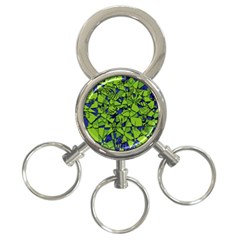 Green Blue Abstract Grunge Pattern 3-ring Key Chain by SpinnyChairDesigns