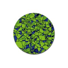 Green Blue Abstract Grunge Pattern Magnet 3  (round) by SpinnyChairDesigns