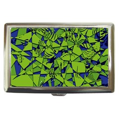 Green Blue Abstract Grunge Pattern Cigarette Money Case by SpinnyChairDesigns