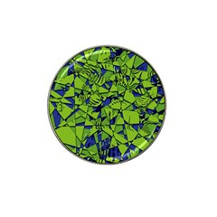 Green Blue Abstract Grunge Pattern Hat Clip Ball Marker by SpinnyChairDesigns