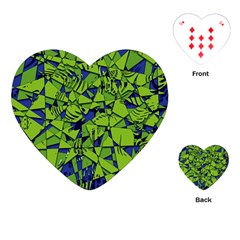 Green Blue Abstract Grunge Pattern Playing Cards Single Design (heart) by SpinnyChairDesigns