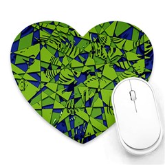 Green Blue Abstract Grunge Pattern Heart Mousepads by SpinnyChairDesigns