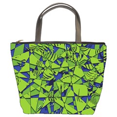 Green Blue Abstract Grunge Pattern Bucket Bag by SpinnyChairDesigns