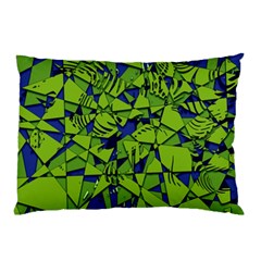 Green Blue Abstract Grunge Pattern Pillow Case by SpinnyChairDesigns