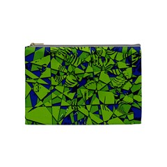 Green Blue Abstract Grunge Pattern Cosmetic Bag (medium) by SpinnyChairDesigns