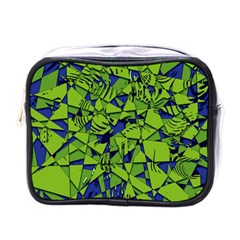 Green Blue Abstract Grunge Pattern Mini Toiletries Bag (one Side) by SpinnyChairDesigns