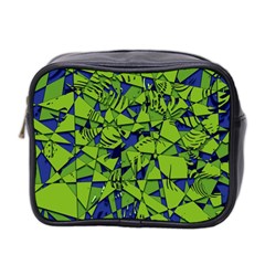 Green Blue Abstract Grunge Pattern Mini Toiletries Bag (two Sides) by SpinnyChairDesigns