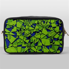 Green Blue Abstract Grunge Pattern Toiletries Bag (one Side) by SpinnyChairDesigns