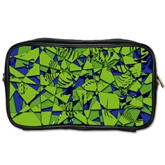 Green Blue Abstract Grunge Pattern Toiletries Bag (two Sides) by SpinnyChairDesigns