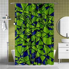 Green Blue Abstract Grunge Pattern Shower Curtain 48  X 72  (small)  by SpinnyChairDesigns