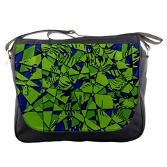 Green Blue Abstract Grunge Pattern Messenger Bag by SpinnyChairDesigns