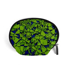 Green Blue Abstract Grunge Pattern Accessory Pouch (small) by SpinnyChairDesigns