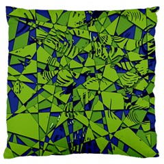 Green Blue Abstract Grunge Pattern Large Flano Cushion Case (two Sides) by SpinnyChairDesigns