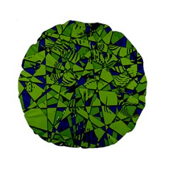 Green Blue Abstract Grunge Pattern Standard 15  Premium Flano Round Cushions