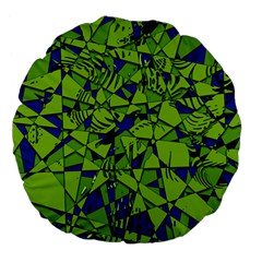 Green Blue Abstract Grunge Pattern Large 18  Premium Flano Round Cushions