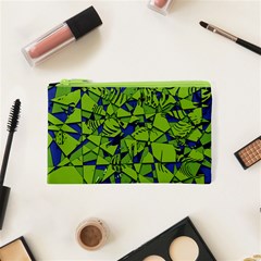 Green Blue Abstract Grunge Pattern Cosmetic Bag (xs) by SpinnyChairDesigns