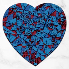 Red Blue Abstract Grunge Pattern Jigsaw Puzzle (heart)