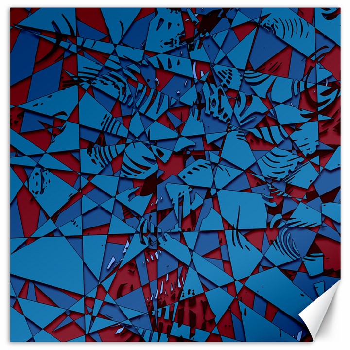 Red Blue Abstract Grunge Pattern Canvas 16  x 16 