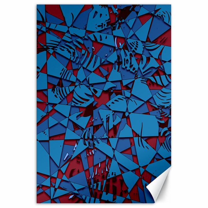 Red Blue Abstract Grunge Pattern Canvas 20  x 30 