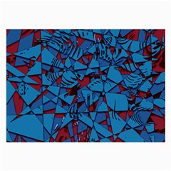 Red Blue Abstract Grunge Pattern Large Glasses Cloth (2 Sides)