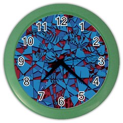 Red Blue Abstract Grunge Pattern Color Wall Clock by SpinnyChairDesigns