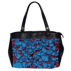 Red Blue Abstract Grunge Pattern Oversize Office Handbag (2 Sides) by SpinnyChairDesigns