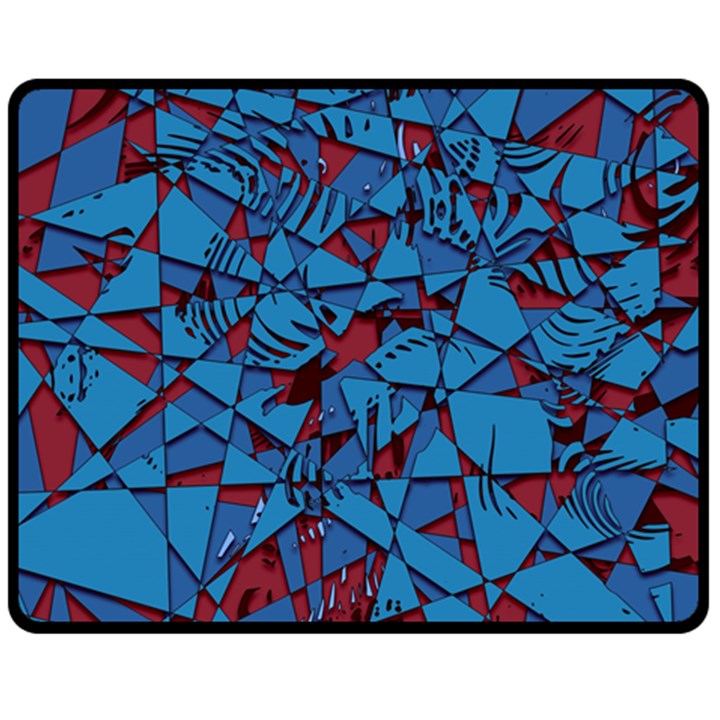 Red Blue Abstract Grunge Pattern Fleece Blanket (Medium) 