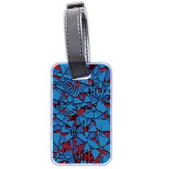 Red Blue Abstract Grunge Pattern Luggage Tag (two Sides) by SpinnyChairDesigns