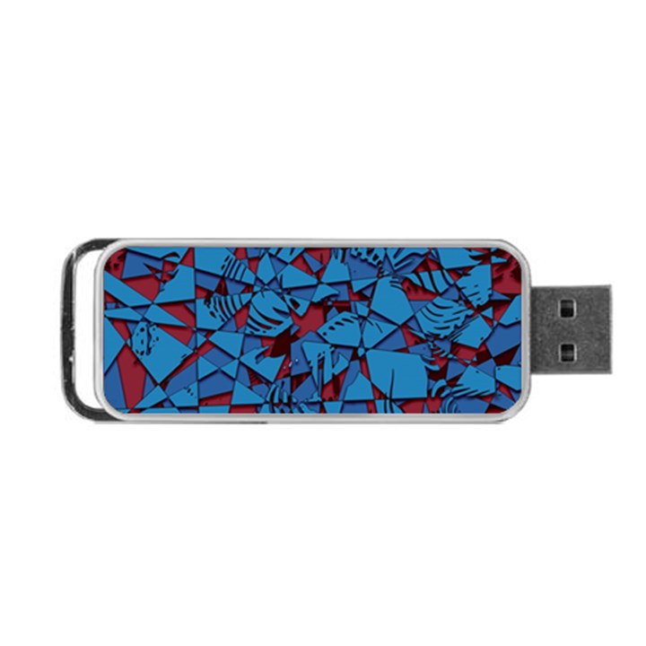 Red Blue Abstract Grunge Pattern Portable USB Flash (One Side)