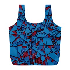 Red Blue Abstract Grunge Pattern Full Print Recycle Bag (l) by SpinnyChairDesigns