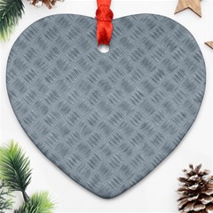 Grey Diamond Plate Metal Texture Ornament (heart)